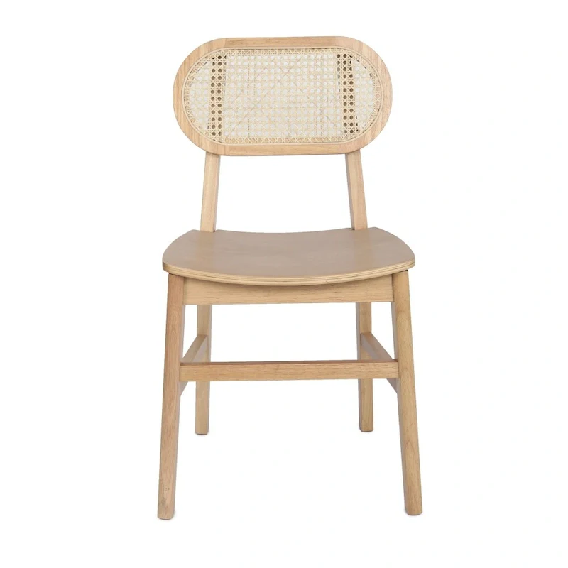 Commercial Cane Rattan Event Chair with Wood Back and Seat