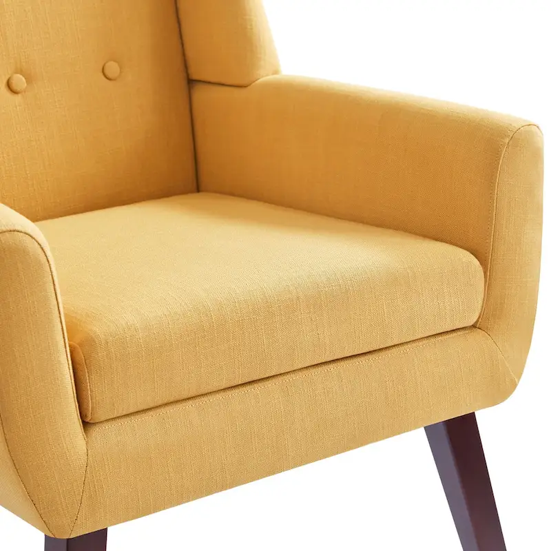 Linen Accent Chair with Tufted Back