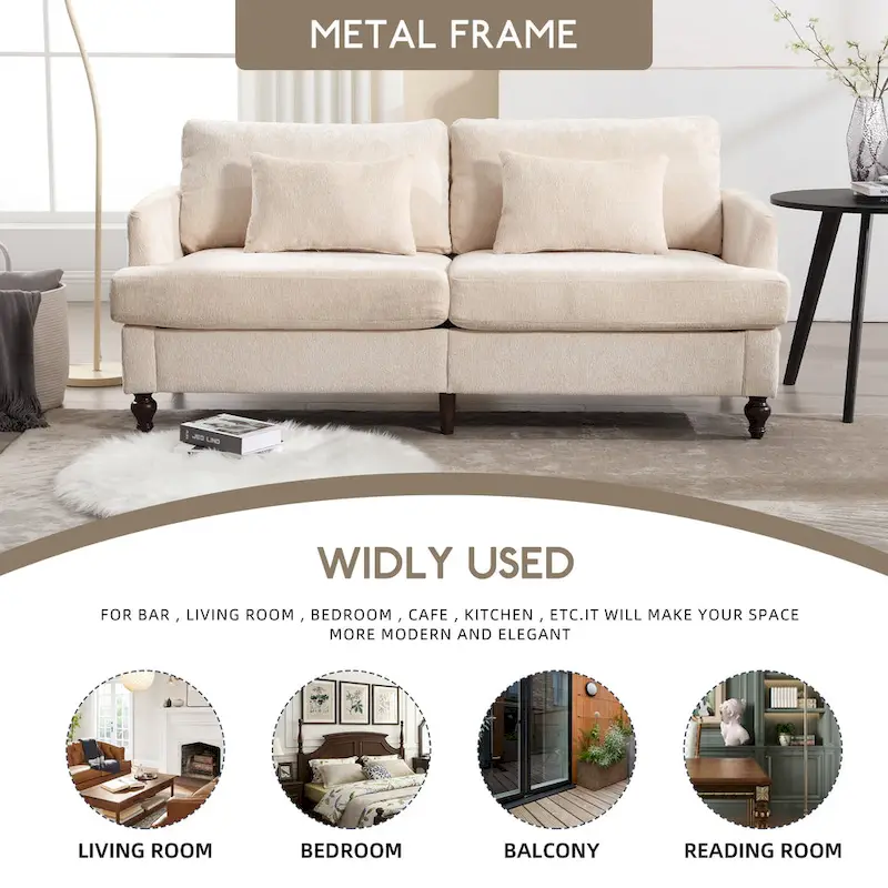 HOMEFUN Modern chenille Fabric Loveseat,2-Seat Upholstered Loveseat Sofa Modern Couch