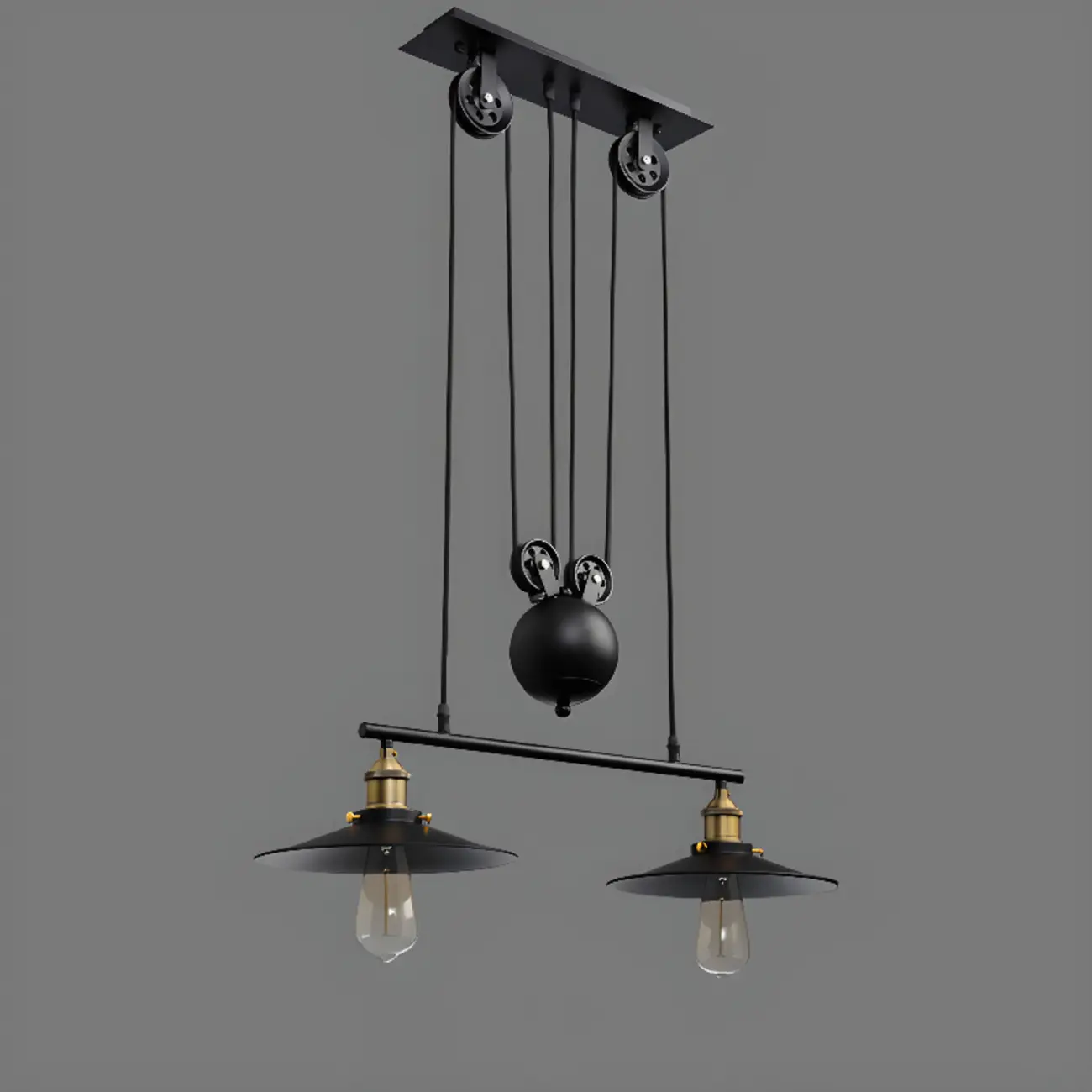 Industrial Black Cone Adjustable Island Pendant Light for Kitchen