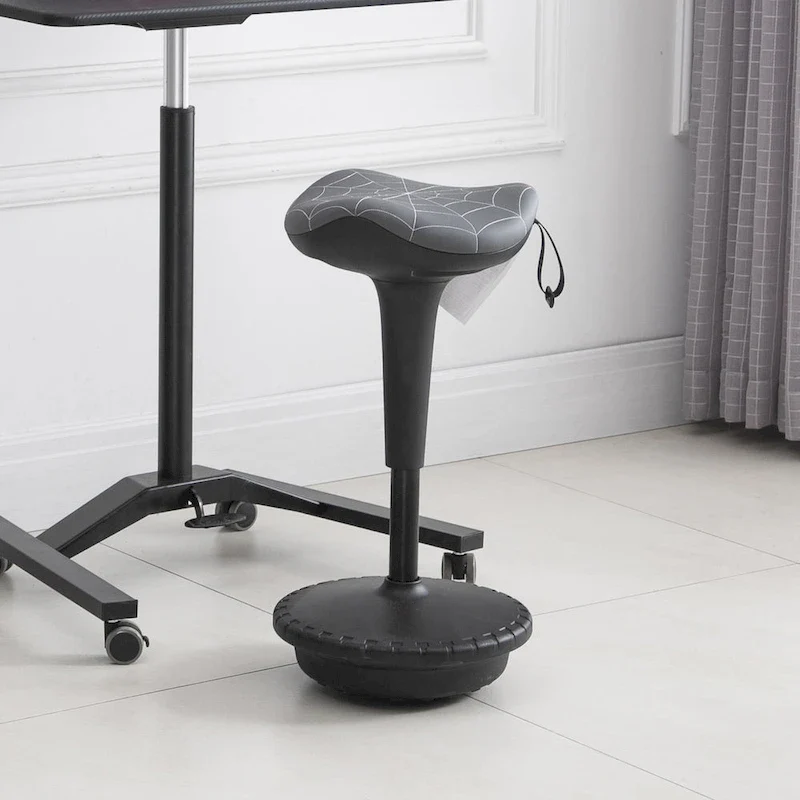 Lift Wobble Stool Standing Desk Chair 360-deg Swivel, Tilting, with Adjustable Height and Saddle Seat, Grey