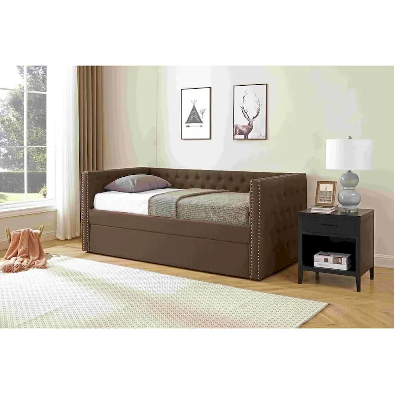 Upholstered Daybed with Trundle