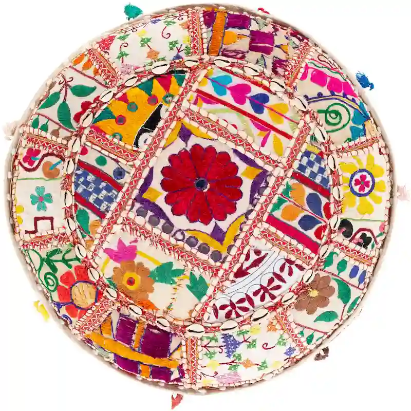 Geometric Acle Round Cotton 22-inch Pouf