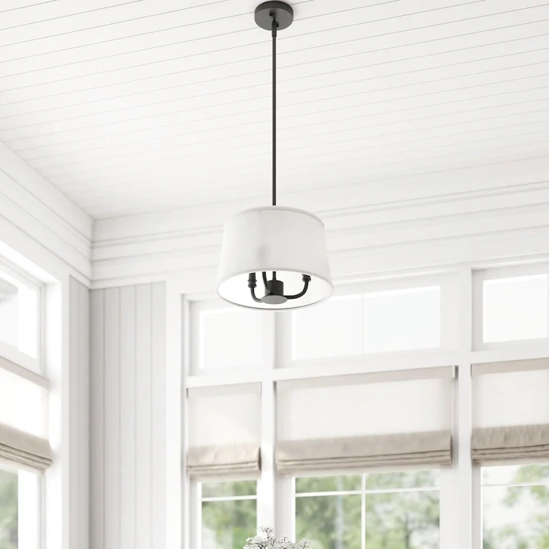 Prominence Home Billet Convertible Pendant/Semi-Flush with Fabric Shades