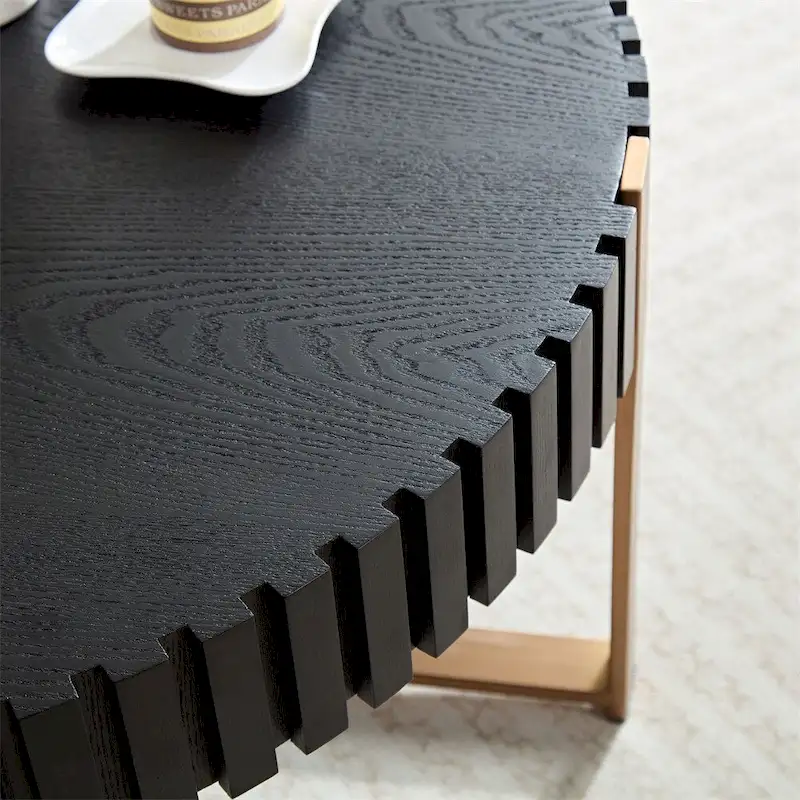 Modern 31.5 Round Coffee Table with Sturdy Metal Pedestal