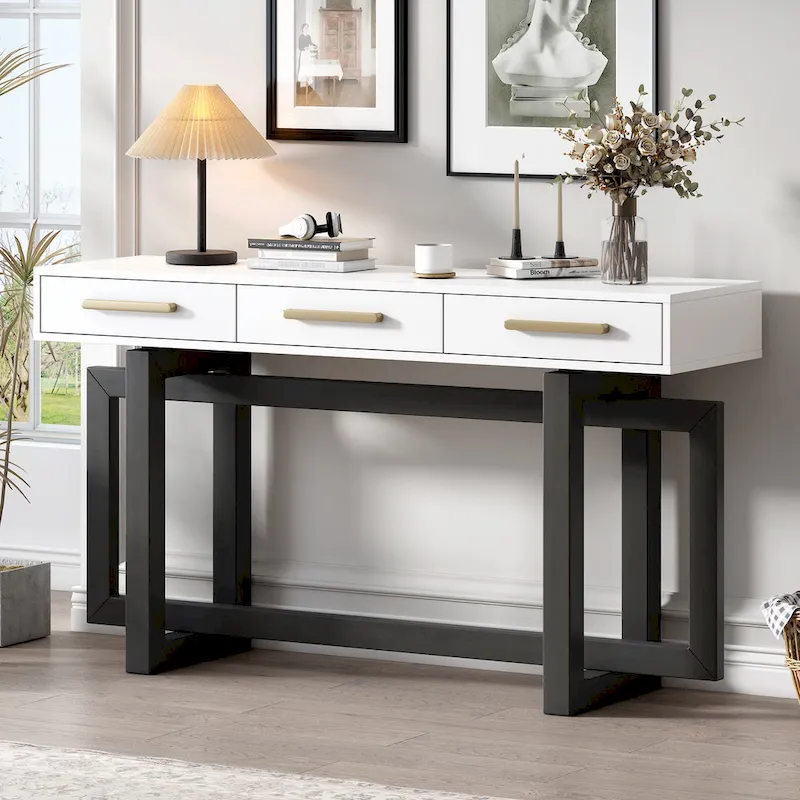 Elegant Console Table with Three Drawers, Extra Long Entryway Table for Entryway, Hallway, Living Room, Foyer, Corridor