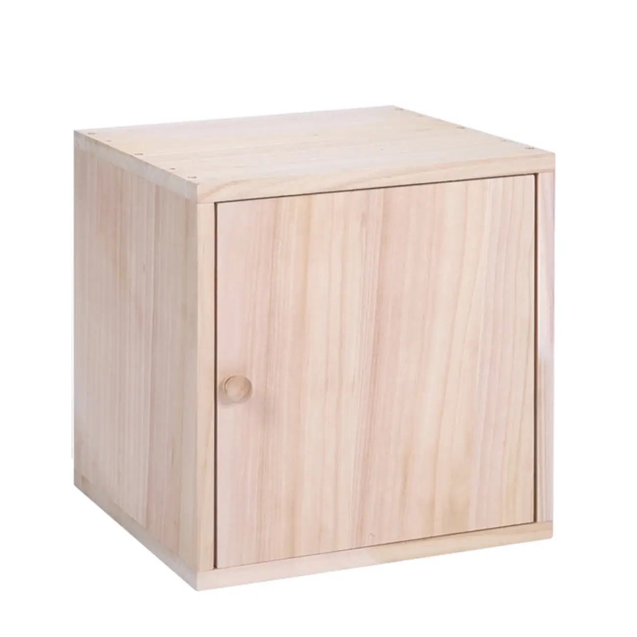 Narrow Modular Wooden Cube Bookcase with Doors