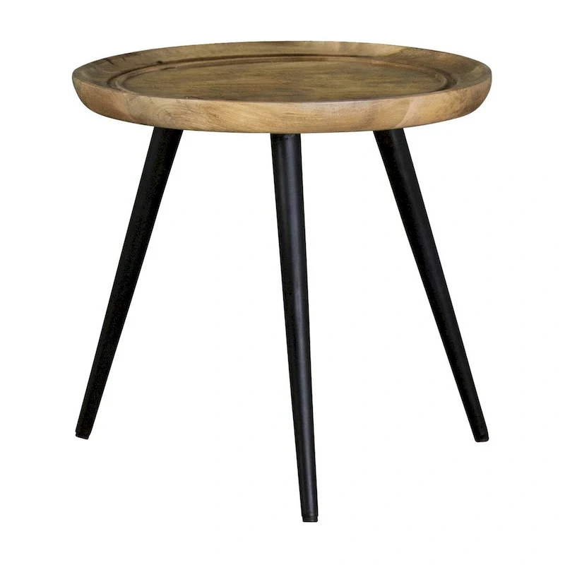 22-Inch Round End Table, Modern Wood Side Table for Living Room or Bedroom