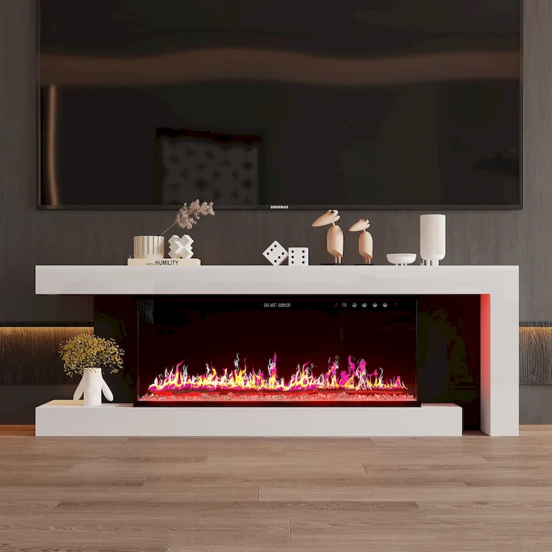 Stylish Electric Fireplace TV stand: Remote - controlled Operation and Adjustable Heating for Comfort