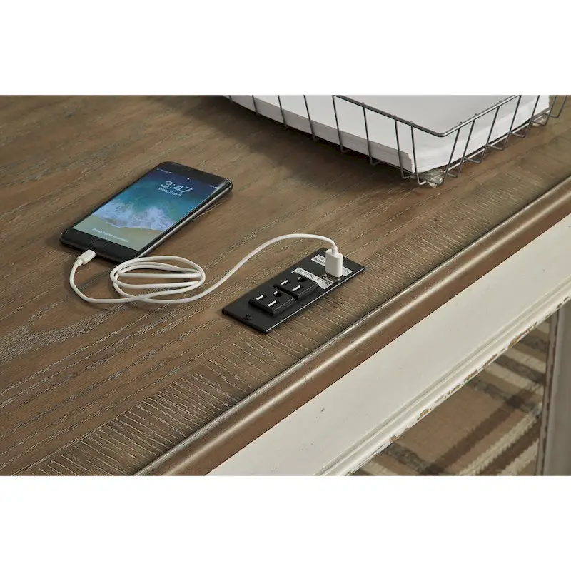 Realyn Antique White/Brown 2-Piece Home Office Desk