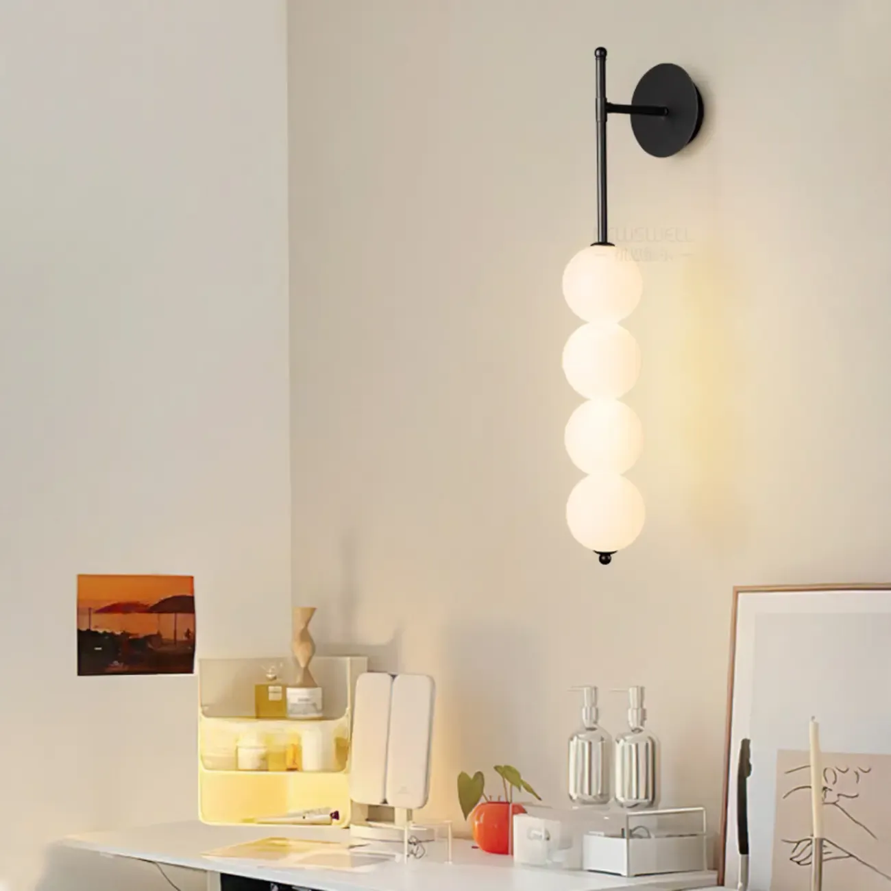 Modern Metal Acrylic Ball 4-Light Wall Sconce