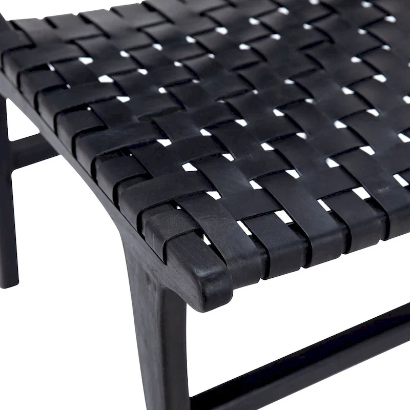 Maverick Top Grain Woven Leather with Teak Frame Dining Side Chair