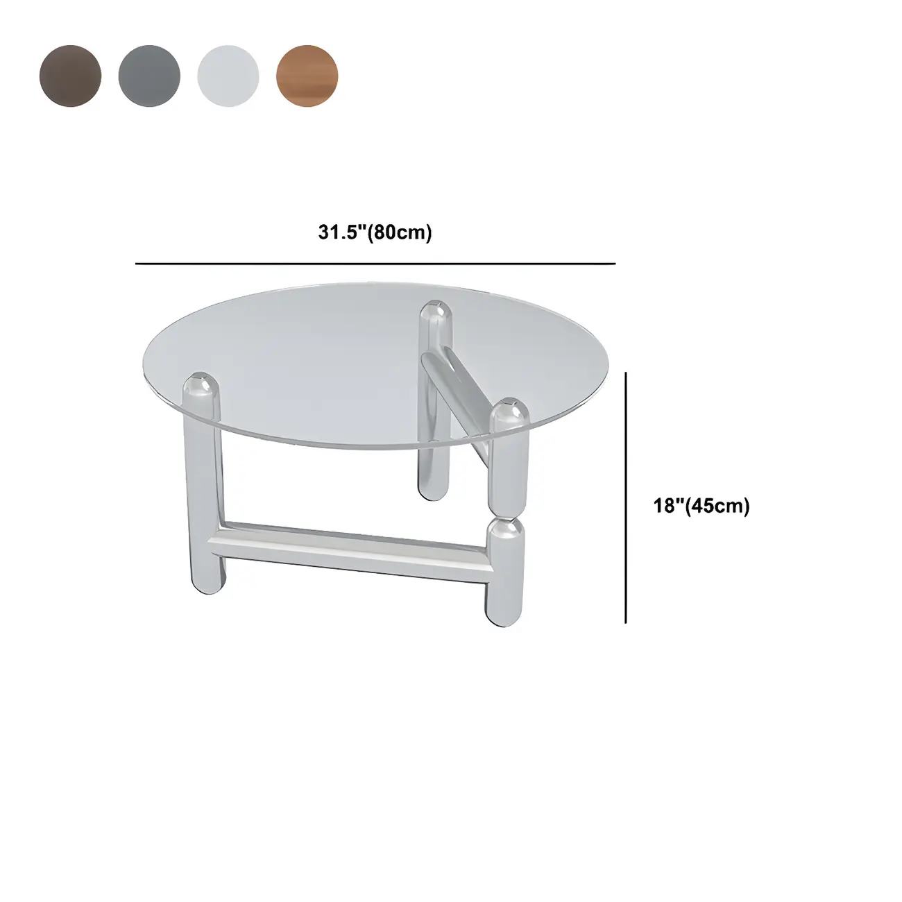 Round Glass Top Coffee Table with Stainless Steel Base