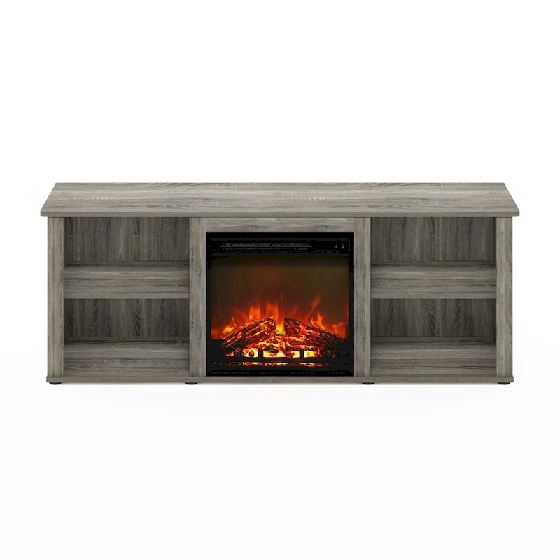 Furinno Classic 60 Inch TV Stand with Fireplace