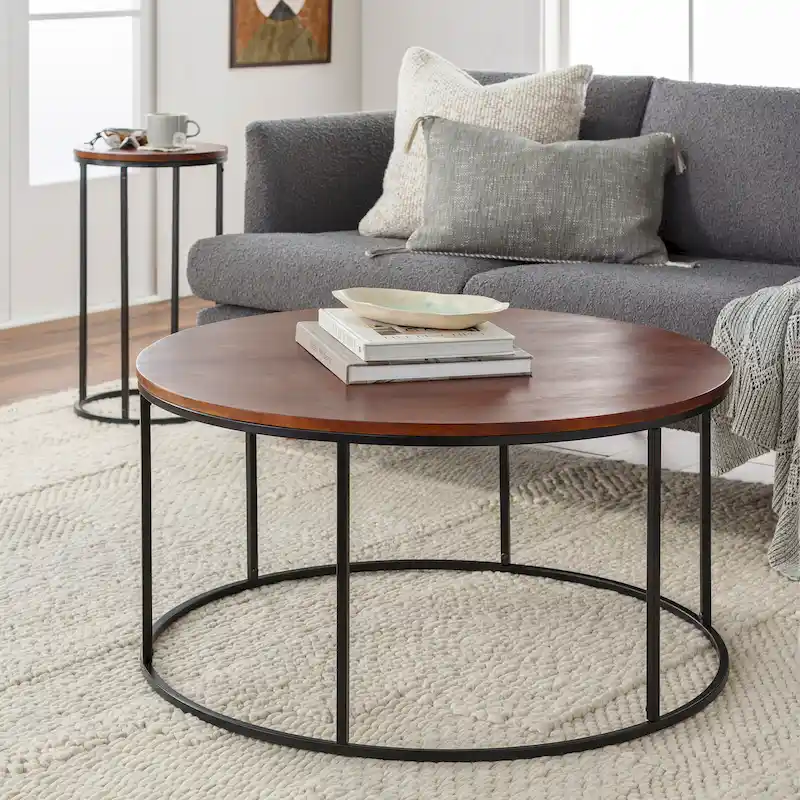Modern Round Mixed Material Coffee Table