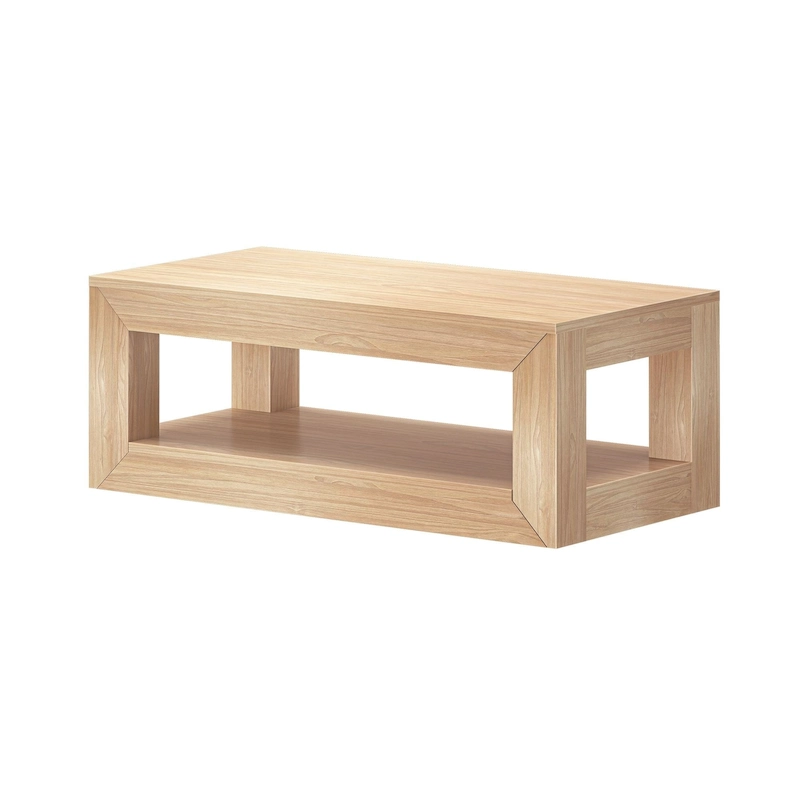 Plank and Beam Modern Rectangular Coffee Table with Shelf