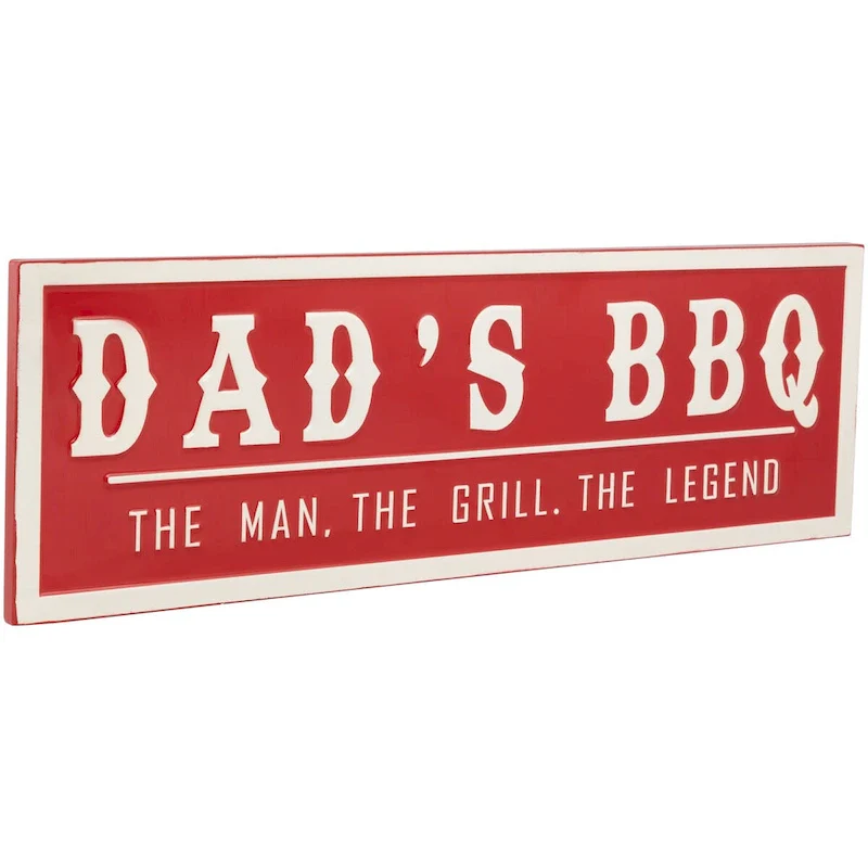 Dad's BBQ Metal Wall Sign - 23  - Red