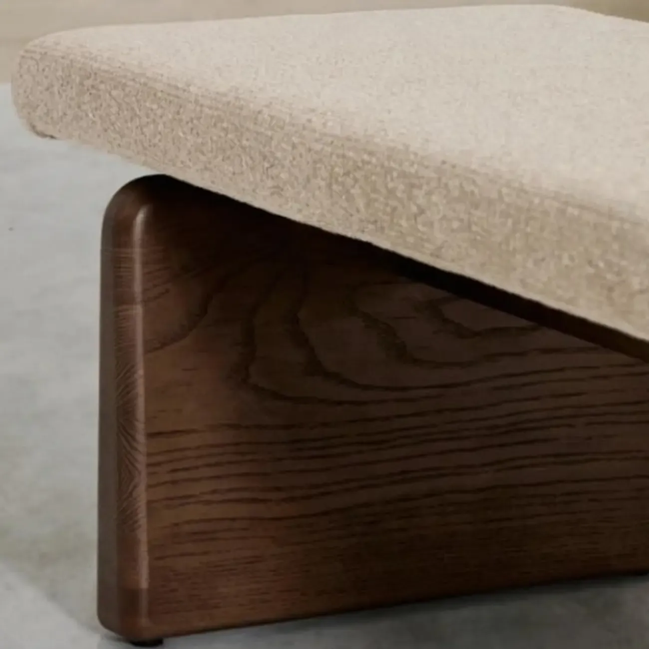 Modern Upholstered Beige Bedroom Bench Wooden Frame