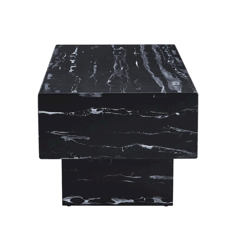 43.3 MDF Coffee Table with Black Marble Texture and 300lbs Weight Capacity