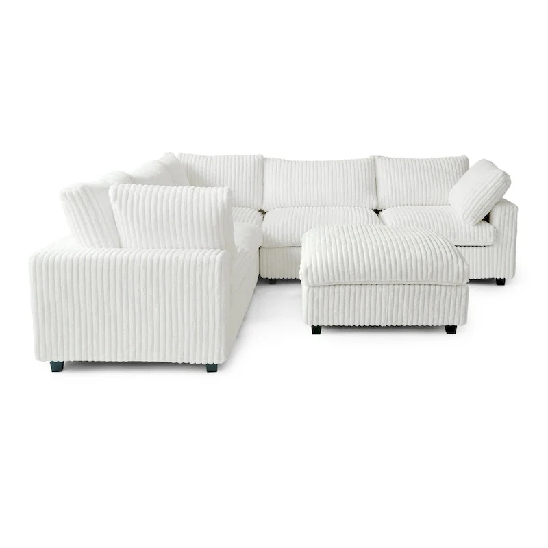 6-Piece Modular Sectional Sofa with Chaise and Ottoman