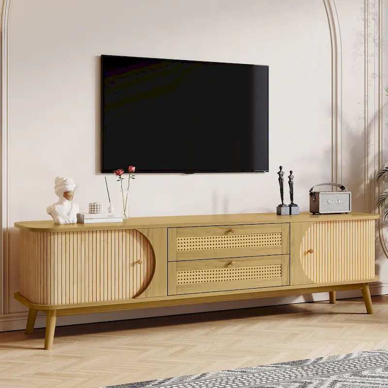 Modern Farmhouse Rattan TV Stand