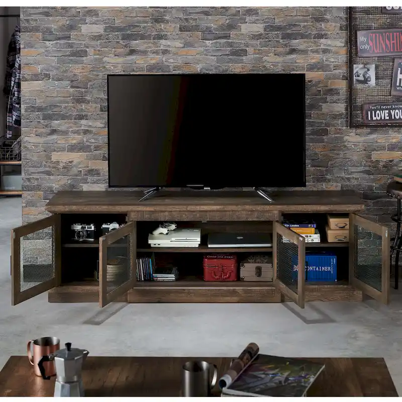 DH BASIC Rustic Reclaimed Oak 69-inch Wide 6-Shelf TV Stand by Denhour