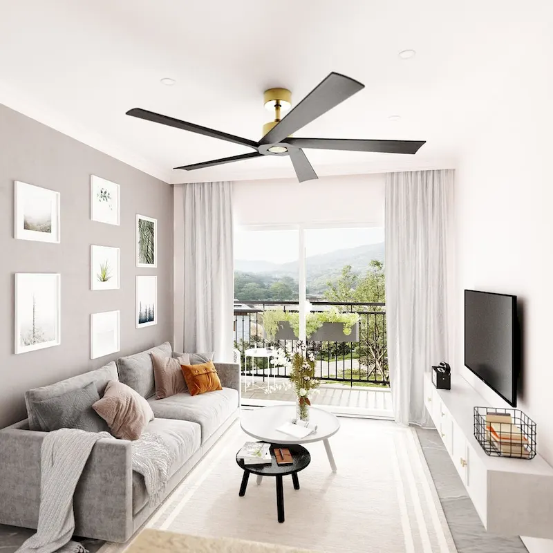 62-Inch Indoor Ceiling Fan with Wood Blades and 6-Speed DC Motor