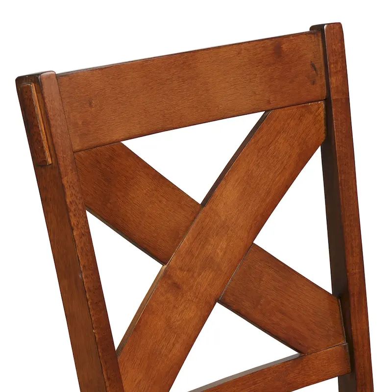 Roundhill Furniture Karven Wood 9-Piece Dining Set, Extendable Trestle Dining Table with 8 Chairs, Dark Hazelnut