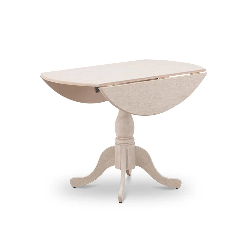 East West Furniture Dublin Modern Kitchen Table - a Round Dining Table Top with Dropleaf & Pedestal Base, (Finish Option)