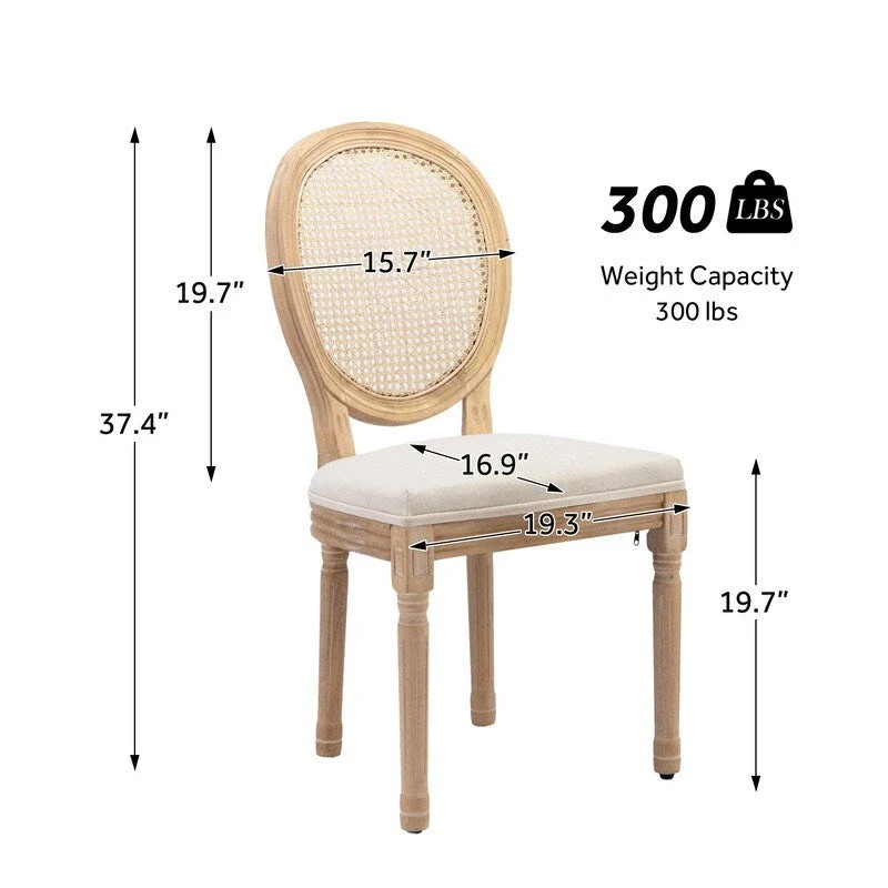 French Chair Dining Chair Solid Wood with Nailhead Trim Set of 2