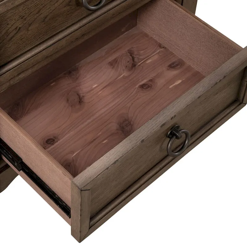 Nightstand - Dusty Taupe, 2 Drawers, Charging Station, Brass Hardware, 28W x 28H, Farmhouse