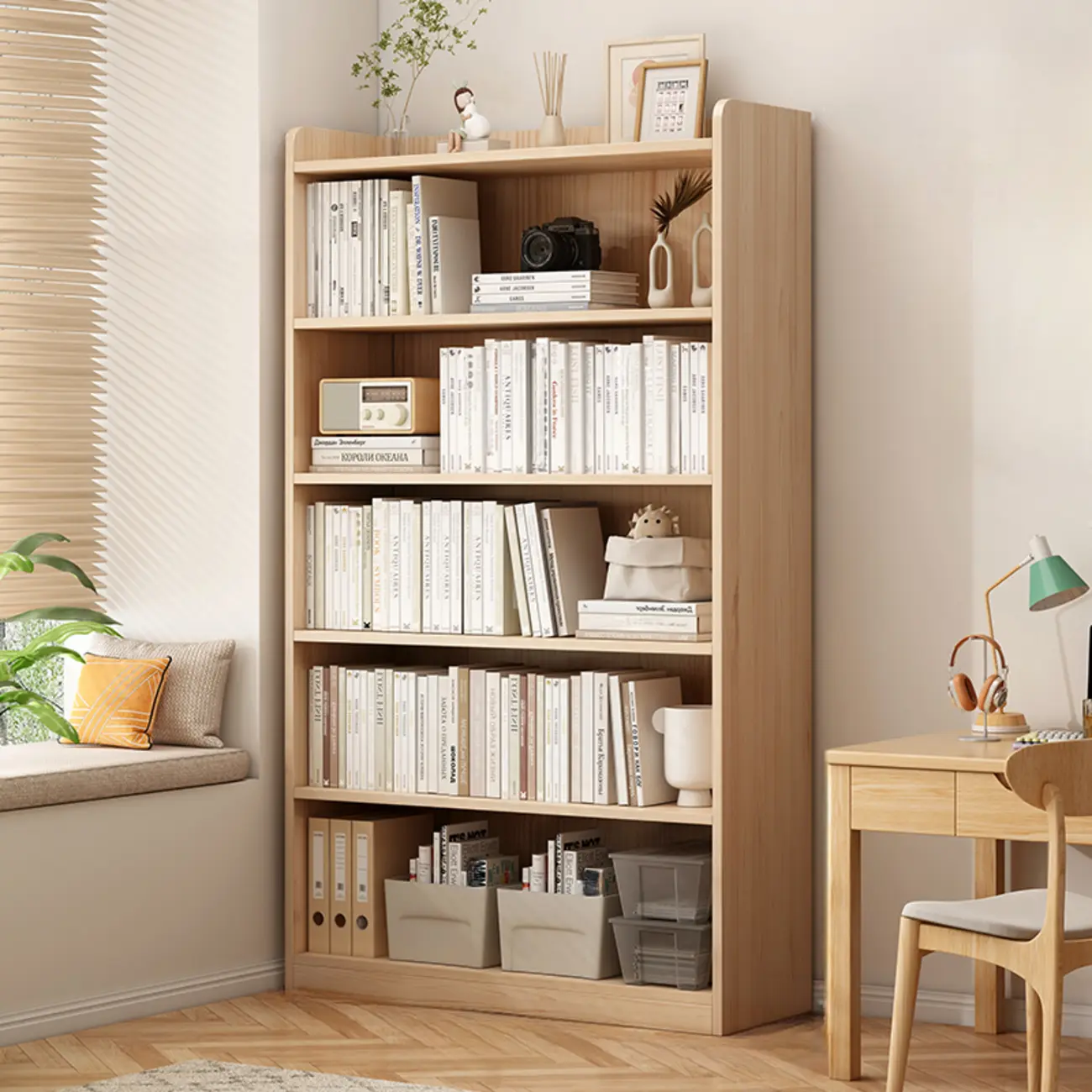 Natural Pine Vertical 6-Tier Barrister Closed Back Bookcase