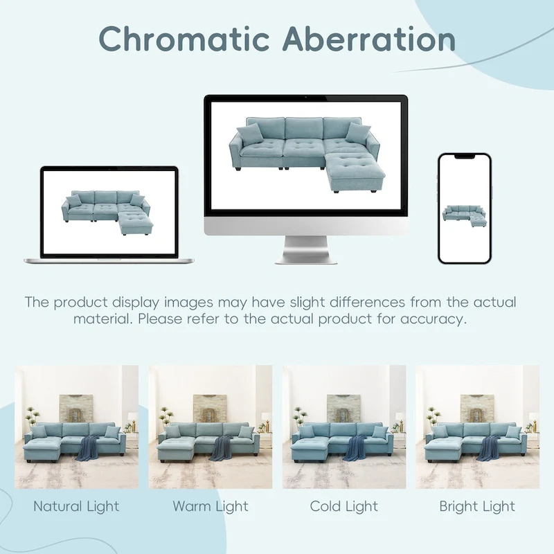 100*59 Convertible Sectional Sofa,L-shaped Reversible Couch Set with Free Pillows,4 Seat Sleeper Sofa with Ottoman