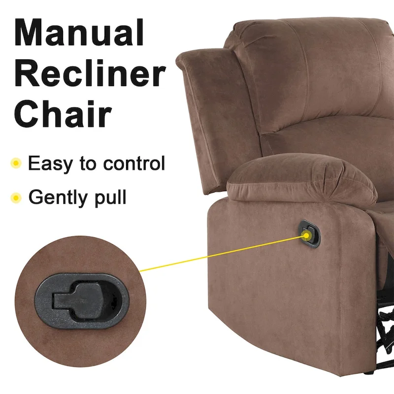 Breathable Skin Friendly Fabric Soft Padded Manual Recliner Chair