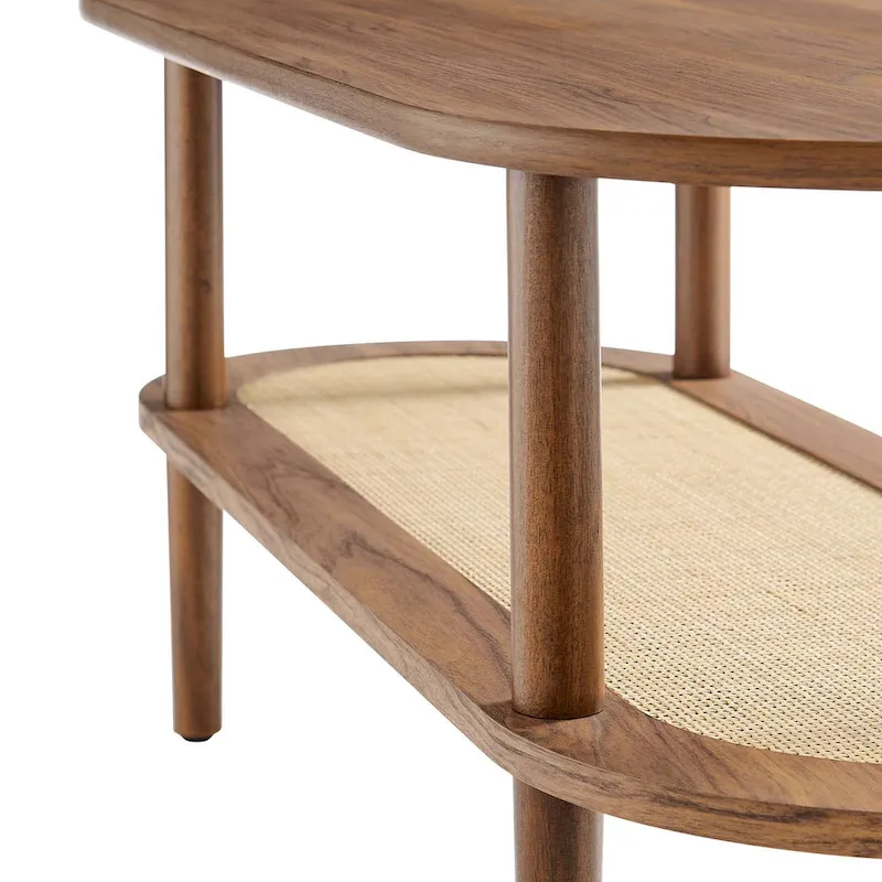 Colusa Modern Walnut Wooden Coffee Table with Shelf