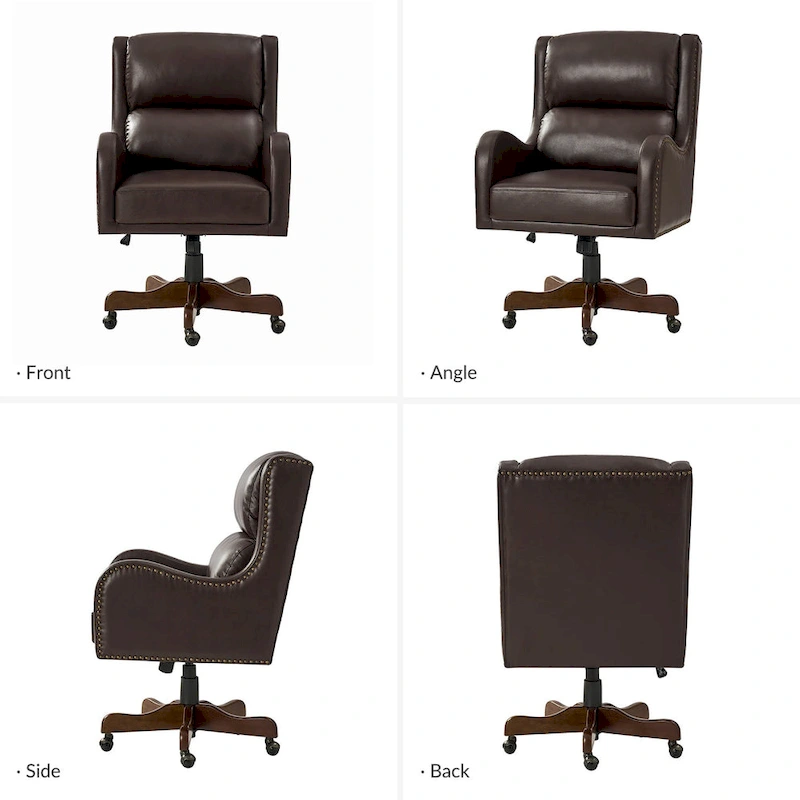 Pete Faux Leather Adjustable Height Swivel Executive Chair with Tilt Mechanism by HULALA HOME