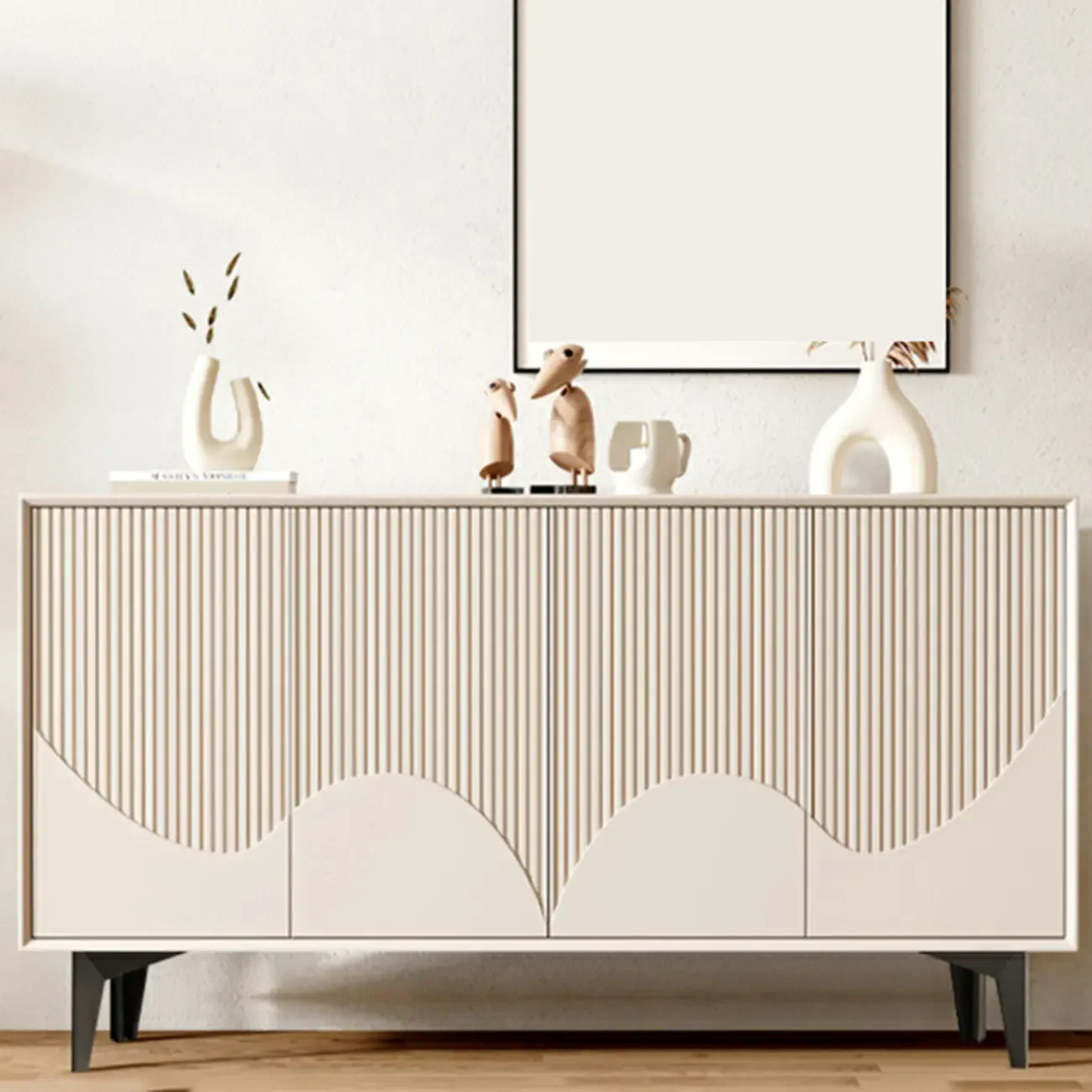 Hallway White Wood Shoe Cabinet with Slate