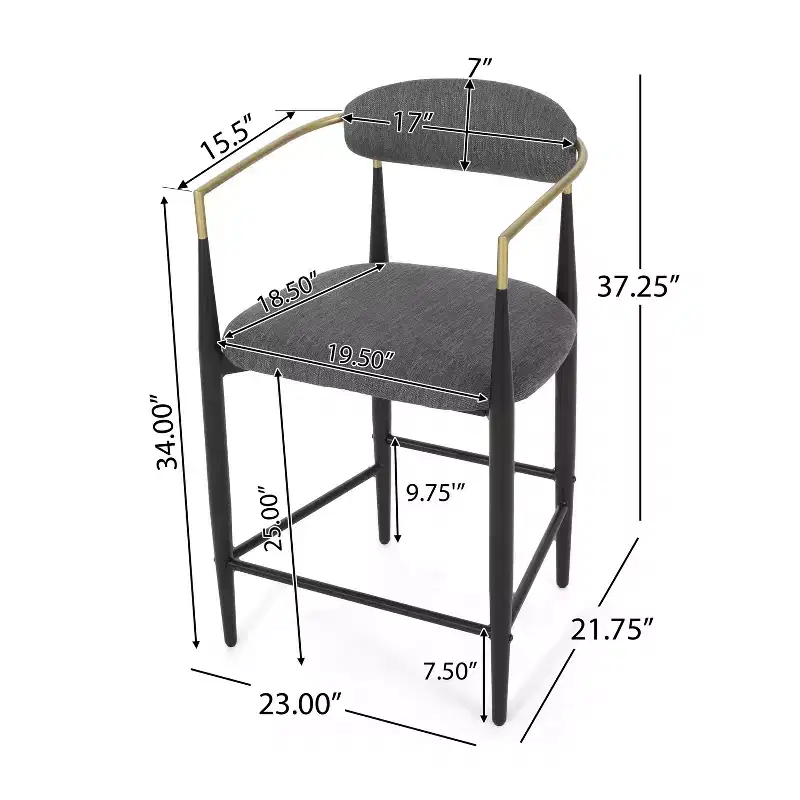 Christopher Knight Home Alger Modern Fabric Upholstered Iron 25 Inch Counter Stools (Set of 2)