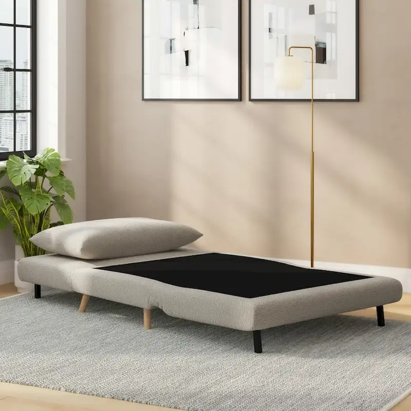 Foldable Sleep Chair with Hideaway Legs and Backrest Pillow - 75.5D x 41W x 30H