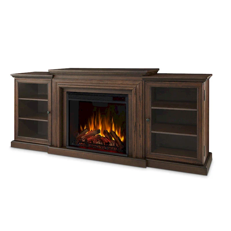 Frederick 72 Electric TV Stand Fireplace in Chestnut Oak by Real Flame - 72L x 15.5W x 30.1H