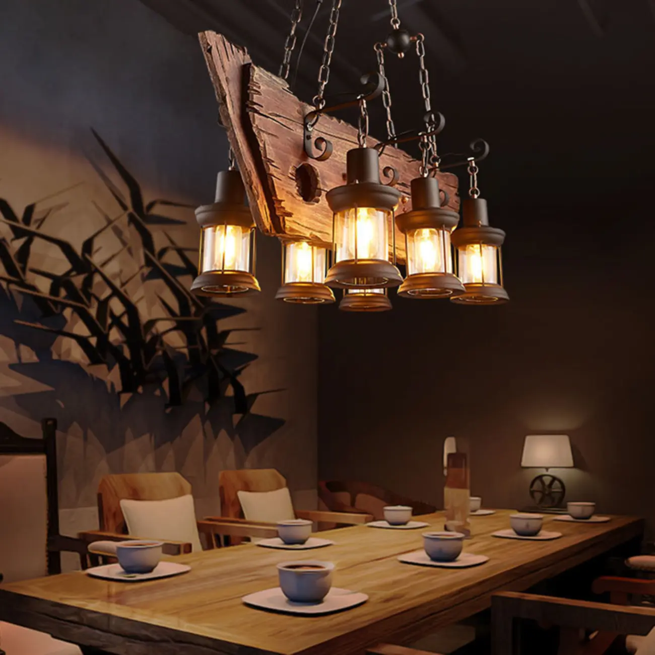 Industrial Island Light Brown Steampunk Cylindrical Pendant Light