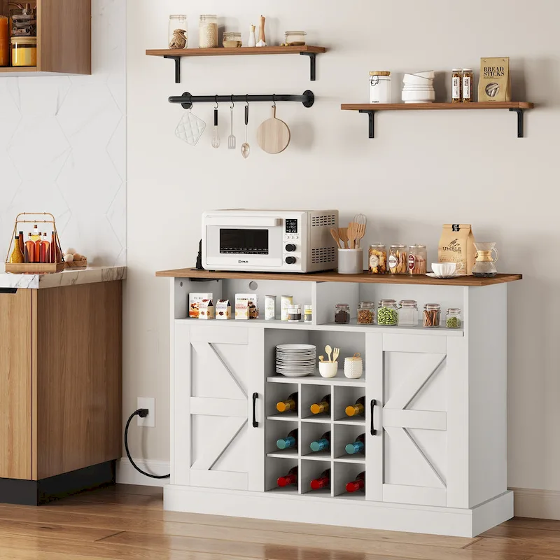 Moasis 52 Buffet Cabinet Farmhouse Coffee Bar Cabinet