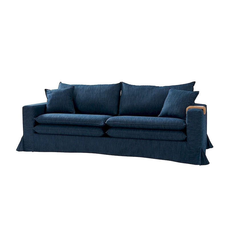 Elias Modern Slipcovered Sofa with Cup Holder and Reversible Cushions by HULALA HOME