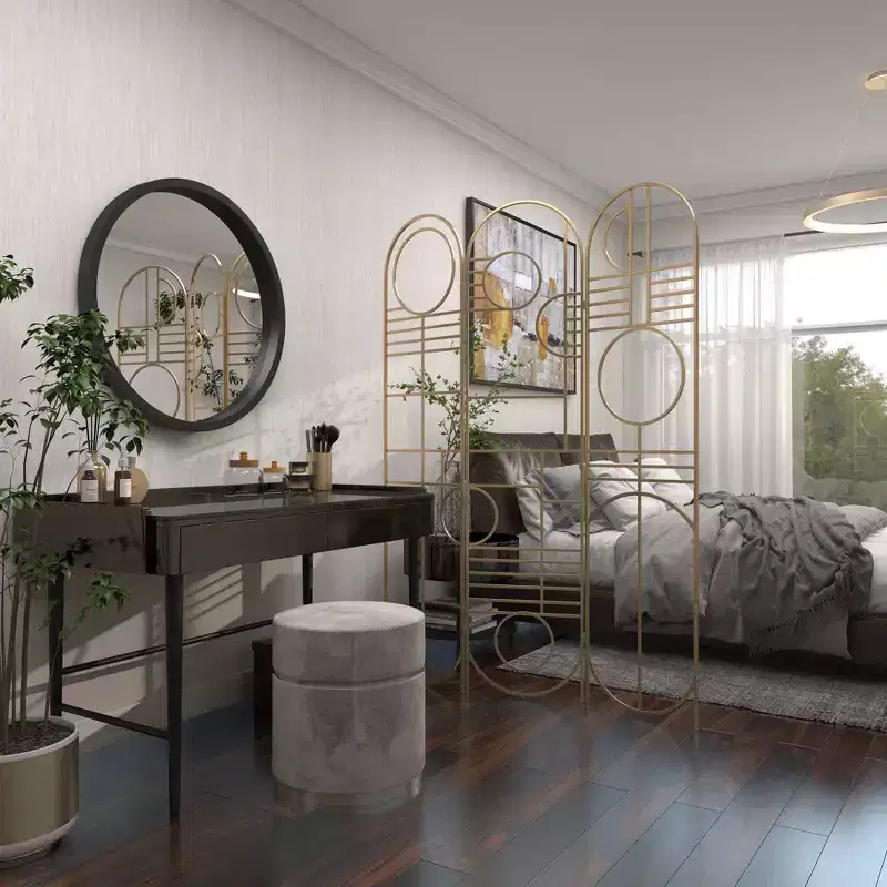 Modern Metal Room Divider Screen Gold - Olivia & May: Iron Frame, No Assembly, 3-Panel Design