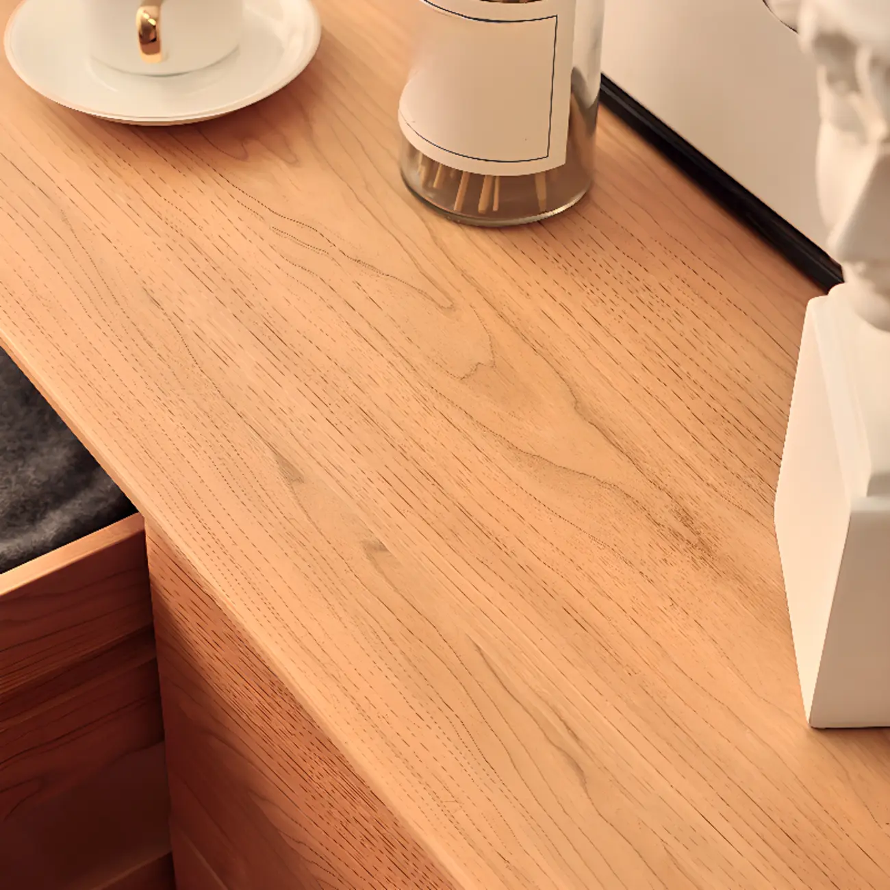 3 Tiers Traditional Natural Double Dresser with Gold Handles