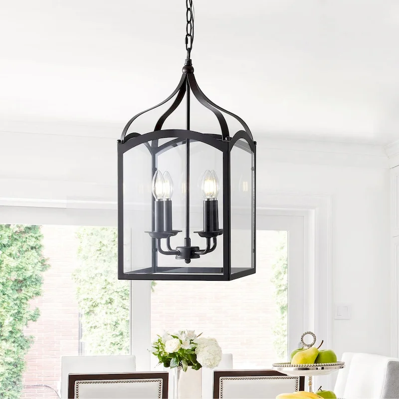 Ruth 11  4-light Lantern Metal/Glass LED Pendant by JONATHAN Y