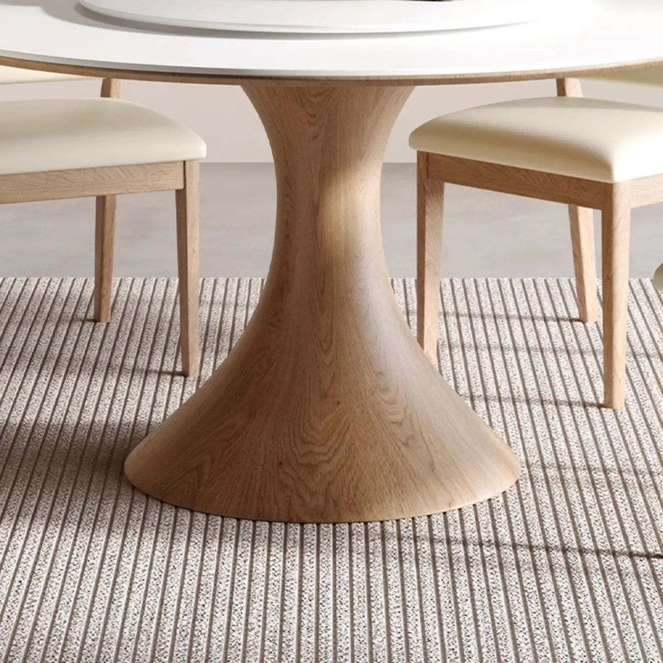 Modern White Stone Round Dining Table