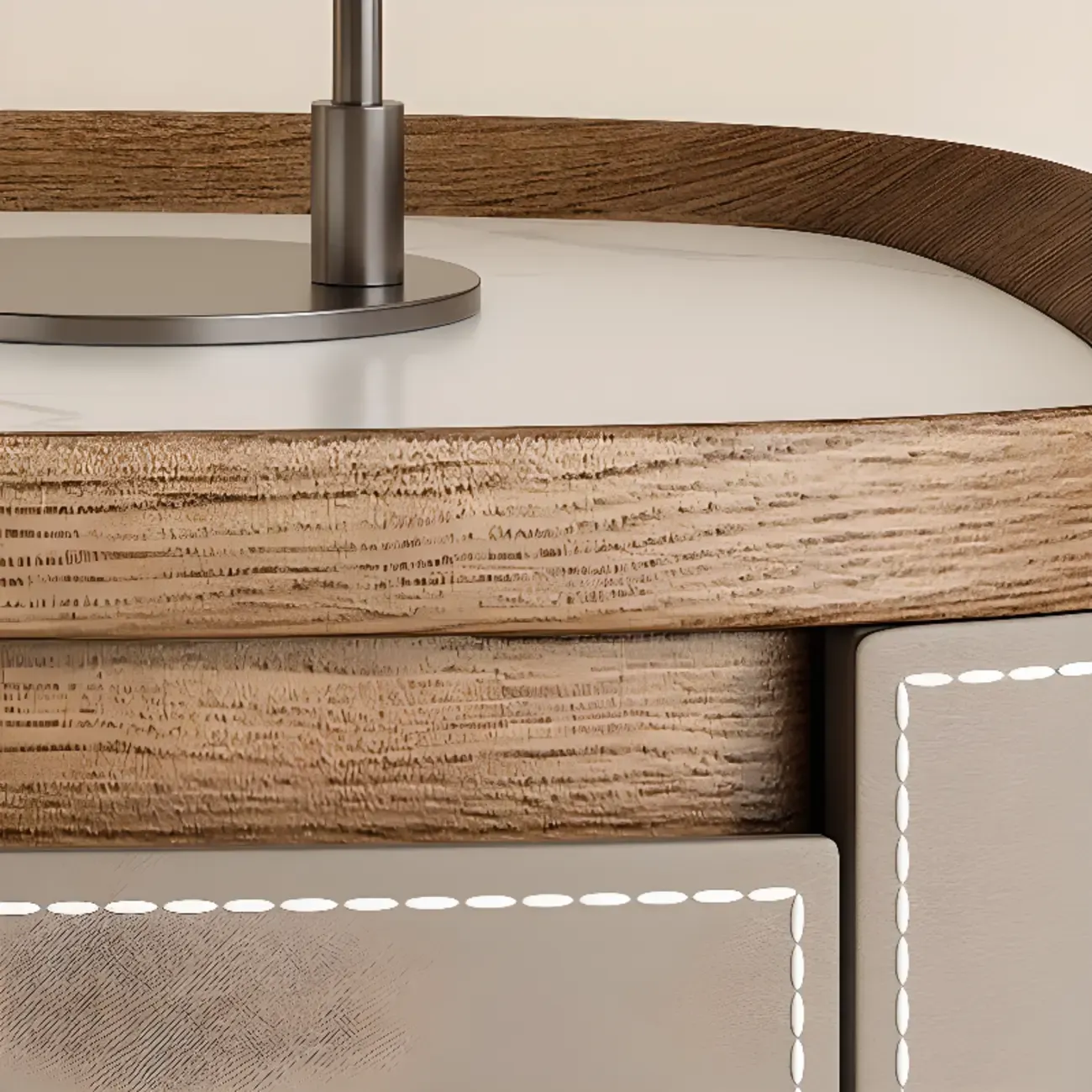 Trendy Low Tray-Top 2 Layer Solid Wood Nightstand