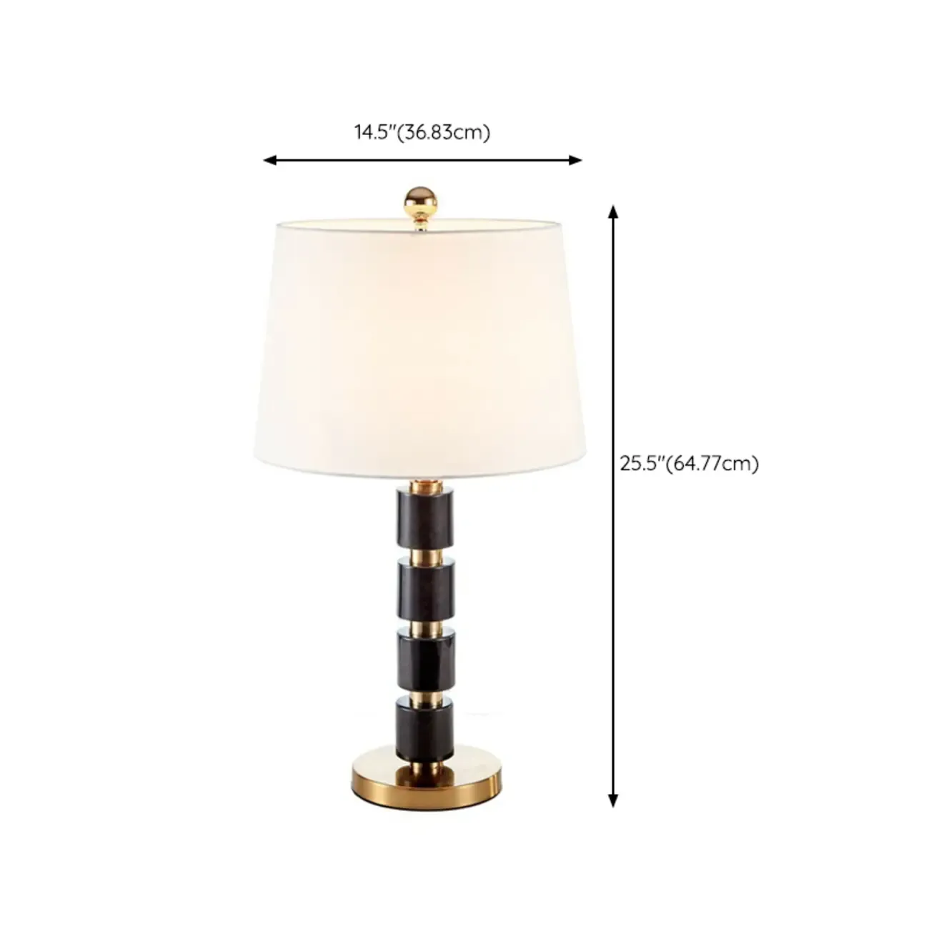Elegant White Noble Stone Fabric Task Table Lamp