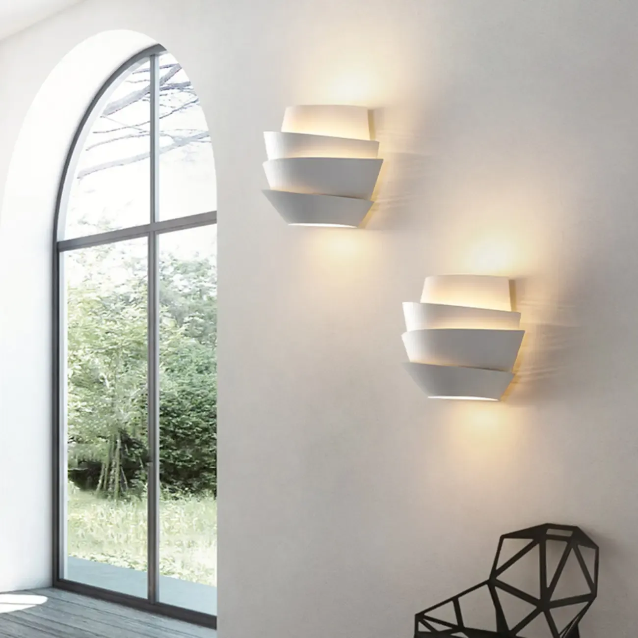 Inspired 2-Light Iron White Spiral Wall Sconce